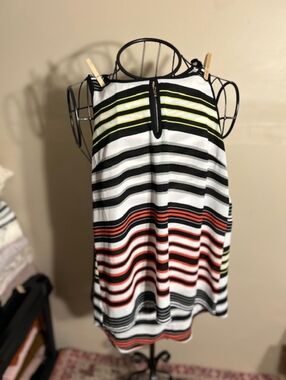 womens size small blouse shirt tank top black white striped
